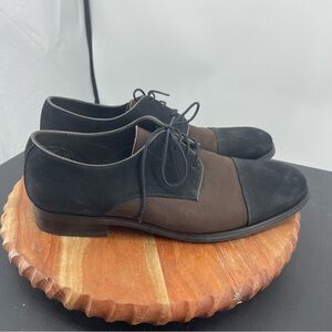 Marc Joseph Mens Dowing St Black Nubuck/Brown Oxford Dress Shoe Size 10 Medium